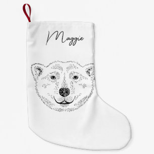 Petite Chaussette De Noël Simple Polaire Tête D'Ours Tête D'Art Croquis Avec