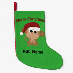Petite Chaussette De Noël Singe personnalisable de Joyeux Noël