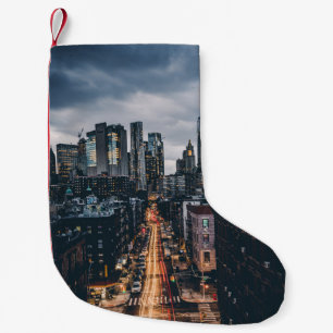 PETITE CHAUSSETTE DE NOËL SKYLINE VILLE VUE SUR LE PONT DE MANHATTAN