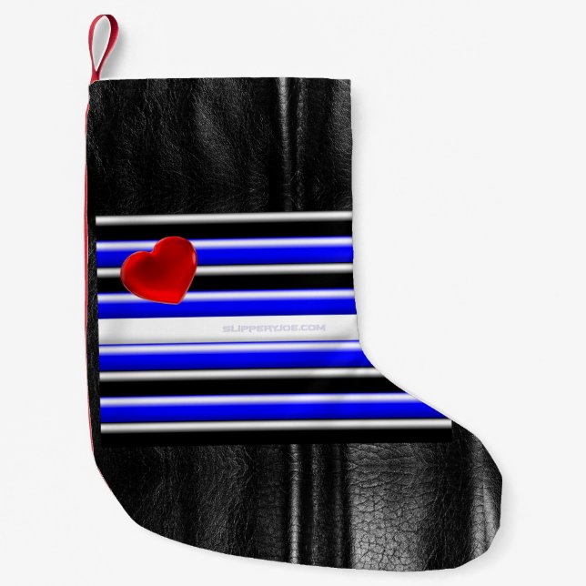 Petite Chaussette De Noël SlipperyJoe's Gay Leather Pride drapeau royal noir (Devant)