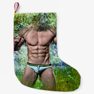 Petite Chaussette De Noël SlipperyJoe's homme adulte très musclé torse nu 
