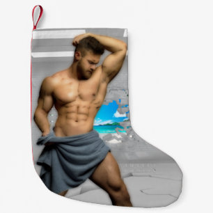 Petite Chaussette De Noël SlipperyJoe's Man serviette brisée mur de brique b