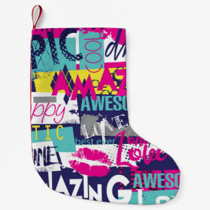Petite Chaussette De Noël Slogan brillant : Mode Abstraite sans couture