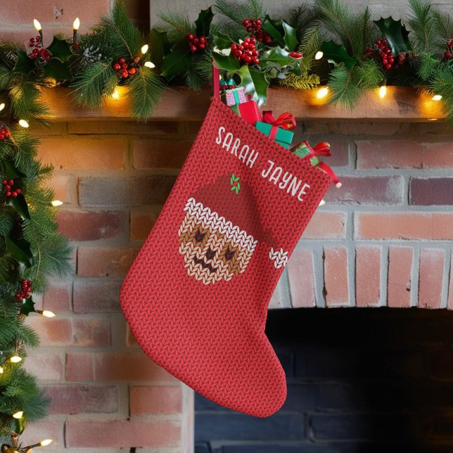 Petite Chaussette De Noël Sloth Christmas Stocking (Santa Sloth is coming to town & he's here on this festive red christmas stocking. Just add your name)