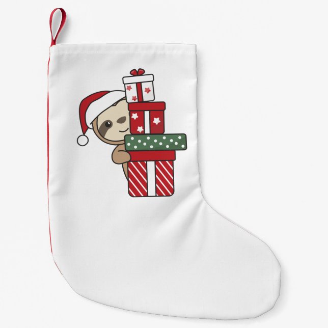 Petite Chaussette De Noël Sloth Noël Cadeau fentes d'hiver (Devant)