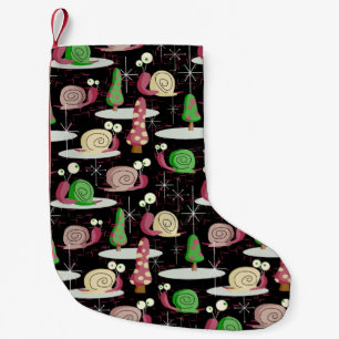 Petite Chaussette De Noël Snails de Noël - Rétro du milieu du siècle —