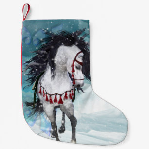 Petite Chaussette De Noël Snow Horse Blue Christmas Stocker