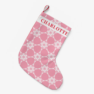 Petite Chaussette De Noël SNOWFLAKE moderne élégant motif rose blanc rose