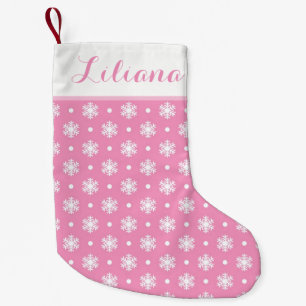 Petite Chaussette De Noël Snowflakes doux Stockage personnalisé / Rose