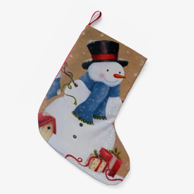 Petite Chaussette De Noël Snowman (Devant (Accrochage))