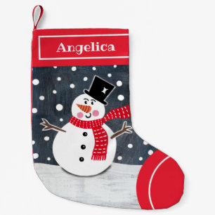 Petite Chaussette De Noël Snowman de Noël personnalisé Stocker