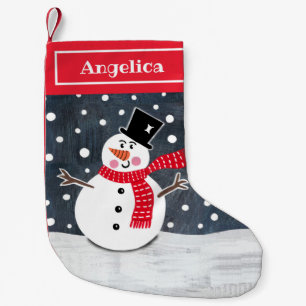 Petite Chaussette De Noël Snowman de Noël personnalisé Stocker