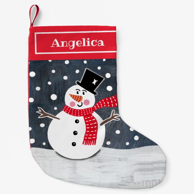 Petite Chaussette De Noël Snowman de Noël personnalisé Stocker (Devant)