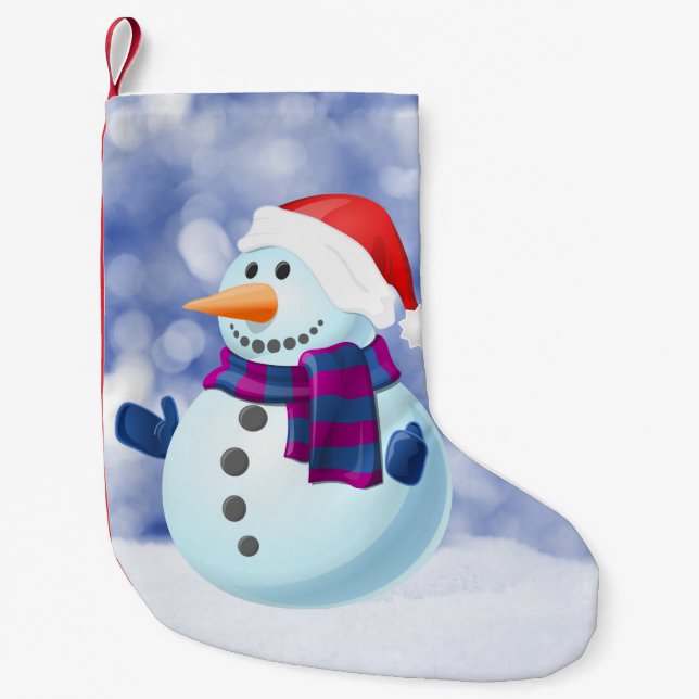 Petite Chaussette De Noël Snowman hiver Joyeux Noël neige (Devant)