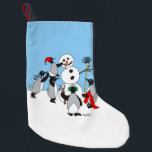 Petite Chaussette De Noël Snowman Noël Stocker<br><div class="desc">Un bonhomme de neige très spécial... Construit par des pingouins ! Il fait un bon stockage de Noël! C'est mieux double face. L'illustration est de l'artiste dagdart.</div>