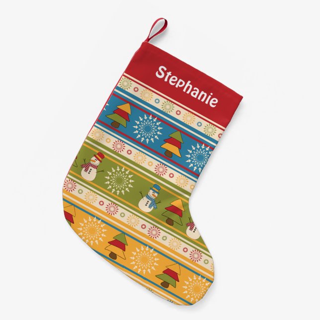 Petite Chaussette De Noël Snowman n'Trees Noël Stocker (Devant (Accrochage))