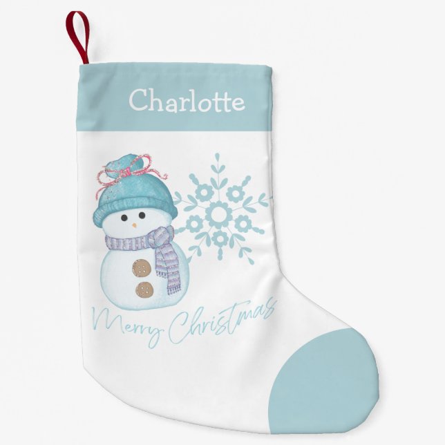 Petite Chaussette De Noël Snowman Snowflake mignon Noël Stocker (Devant)