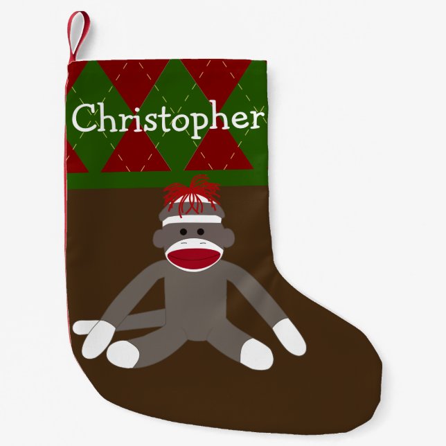 Petite Chaussette De Noël Sock Silly Monkey Personnalisé (Devant)