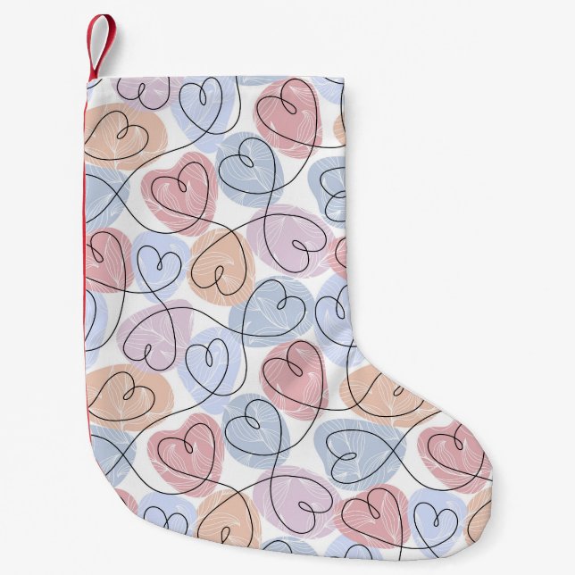 Petite Chaussette De Noël Soft Hearts : Continuous Line Valentine's (Devant)