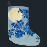Petite Chaussette De Noël Soirée Lune Arbre Bleu Lune<br><div class="desc">Fleur de cerise sur une nuit lune (vers 1932) par Ohara Koson (1877-1945). Une belle lune du soir. Original du Los Angeles County Museum of Art.</div>