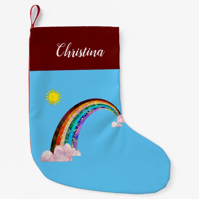 Petite Chaussette De Noël Soleil et arc-en-ciel 2 (Devant)