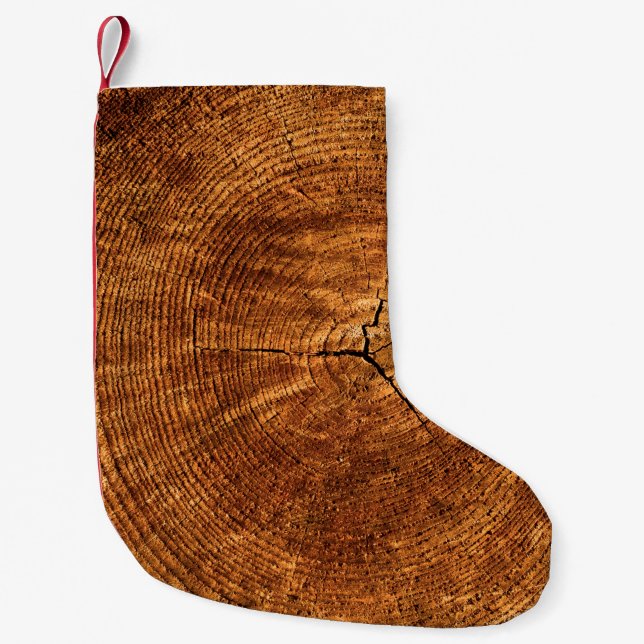 Petite Chaussette De Noël Sonnerie annuelle texture du bois (Devant)