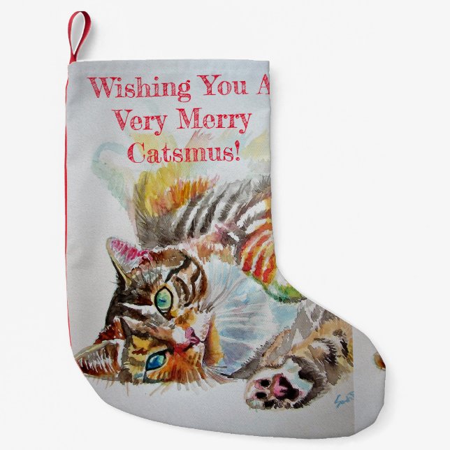 Petite Chaussette De Noël Souhait d'un joyeux catamaran Tabby de Noël (Devant)