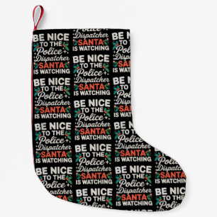Petite Chaussette De Noël Soyez gentil avec le répartiteur de police Santa r