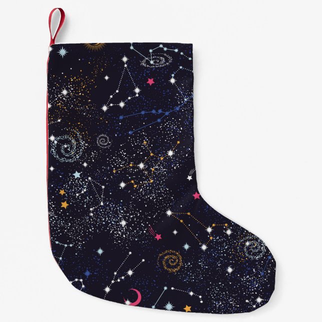 Petite Chaussette De Noël Space Galaxy constellation sans couture motif (Devant)