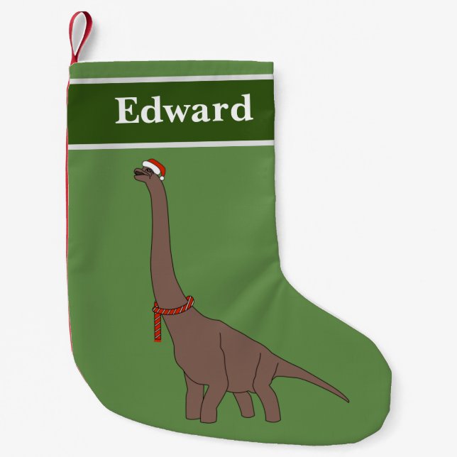 Petite Chaussette De Noël Spécial Noël du dinosaure Brachiosaure (Devant)