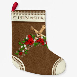 Petite Chaussette De Noël St Therese le petit crucifix de roses rouges de
