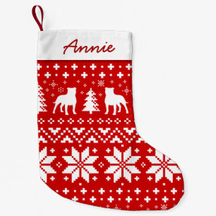 Petite Chaussette De Noël Staffordshire Bull Terrier Silhouettes Chiens Roug