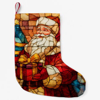 Petite Chaussette De Noël Stained Glass Santa
