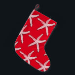 Petite Chaussette De Noël Starfish Motif Beach Rouge Blanc Noël 2020<br><div class="desc">Conçu avec des motifs d'étoiles de mer en arrière - plan rouge coloré. Vous pouvez modifier la couleur arrière - plan comme vous le souhaitez.</div>