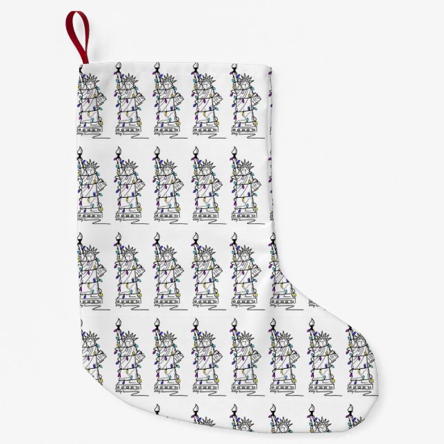 Petite Chaussette De Noël Statue de la Liberté violet NYC New York Hanoukka (Devant)