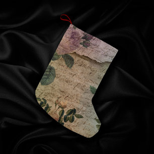Petite Chaussette De Noël Steampunk Torn Rose Ephémère Vintage en détresse