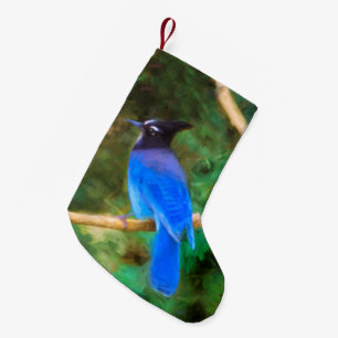 Petite Chaussette De Noël Steller's Jay Painting - Art original pour oiseaux