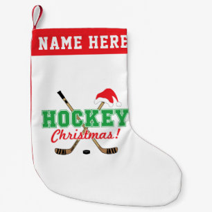 Petite Chaussette De Noël Sticks de Noël de hockey personnalisé Santa Hat