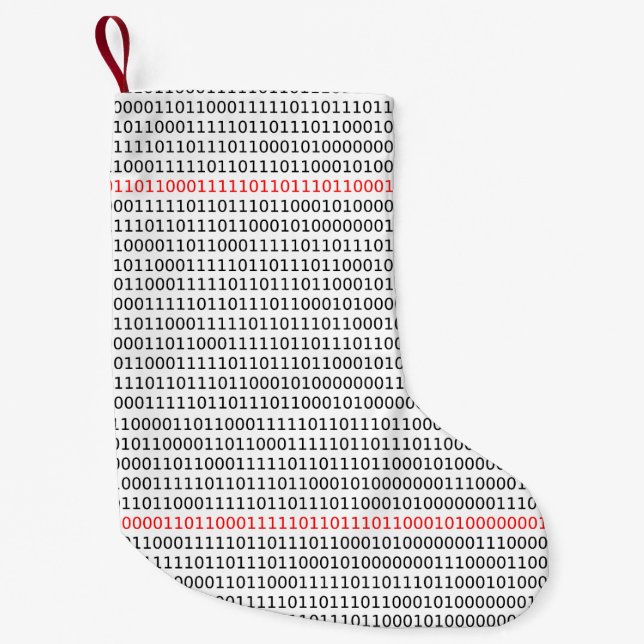 Petite Chaussette De Noël Stockage binaire en informatique (noir et rouge) (Devant)