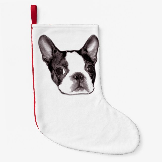 Petite Chaussette De Noël Stockage de Boston Terrier (Devant)