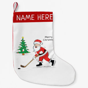 Petite Chaussette De Noël Stockage de hockey personnalisé Père Noël