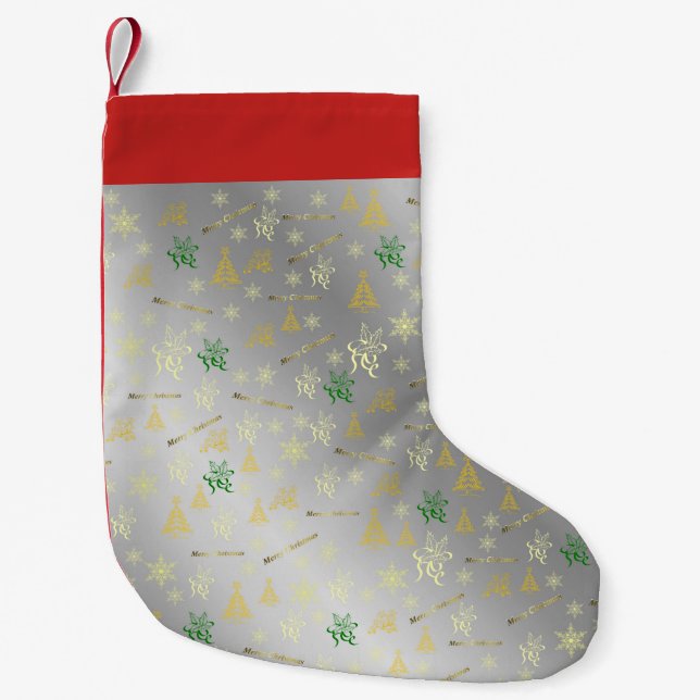 Petite Chaussette De Noël stockage de noël argent (Devant)