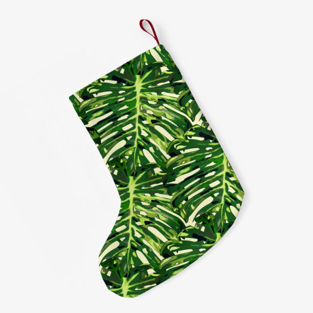 Petite Chaussette De Noël Stockage de Noël des Feuilles tropicaux (Dos (Accrochage))