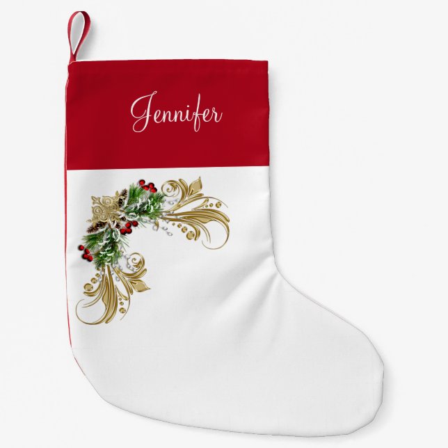 Petite Chaussette De Noël Stockage de Noël monogrammé (Devant)