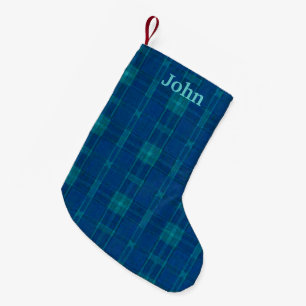Petite Chaussette De Noël Stockage de Noël personnalisé bleu plaid