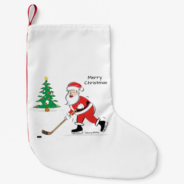 Petite Chaussette De Noël Stockage de Père Noël d'hockey (Devant)