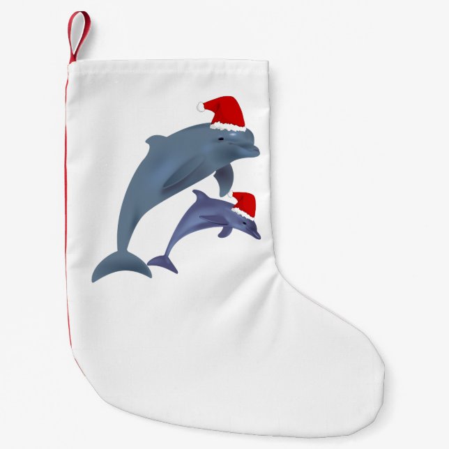 Petite Chaussette De Noël Stockage des dauphins de père Noël (Devant)