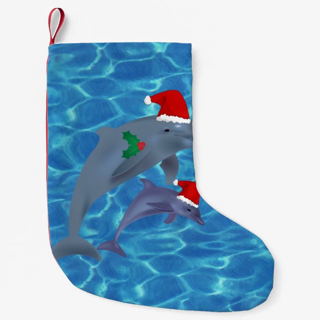 Petite Chaussette De Noël stockage des dauphins de santa claus (Devant)