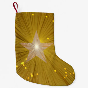 Petite Chaussette De Noël Stockage d'impression Gold Star recto double