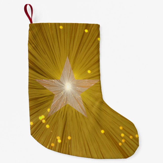 Petite Chaussette De Noël Stockage d'impression Gold Star recto double (Devant)